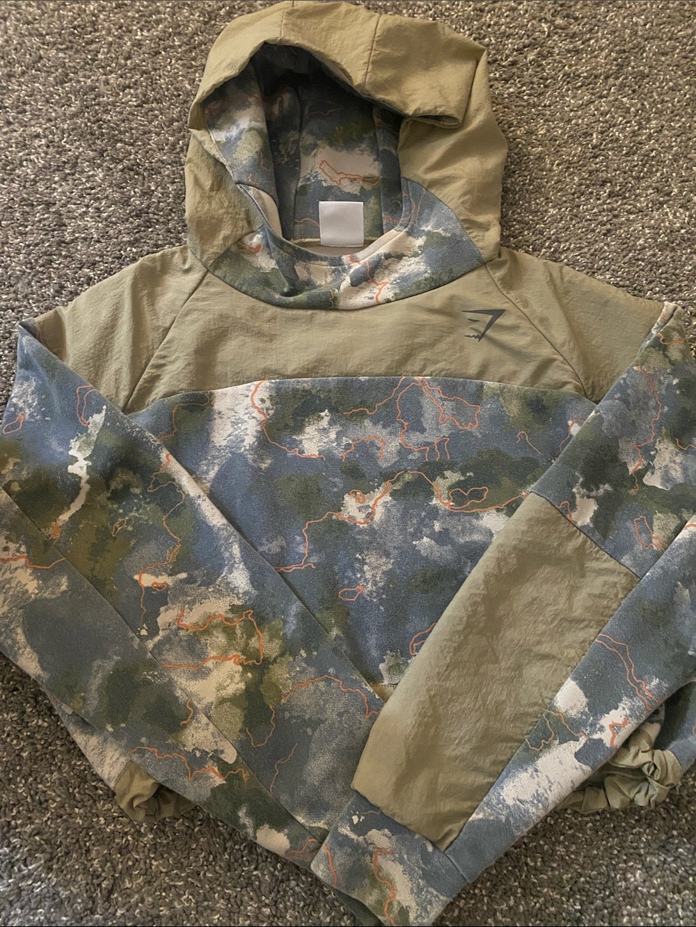 Gymshark Olive and Camouflage Print Cropped Hoodie